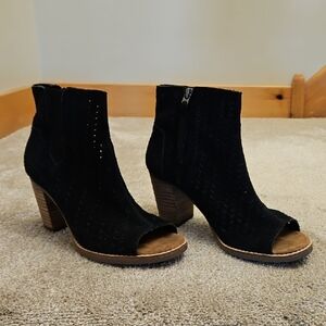 TOMS Black Suede Ankle Boots